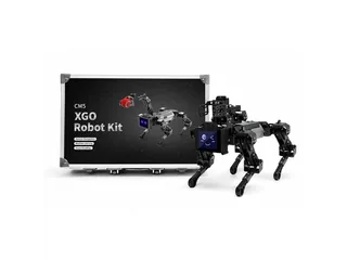 XGO-lite V2 con Raspberry Pi CM5, cuatro patas y brazo con pinza sobre el cuerpo