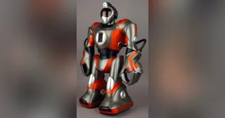 Render de producto de RS Media de WowWee, con carcasa gris y naranja.