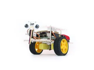 GoPiGo3 con ruedas amarillas, Raspberry Pi y accesorio frontal de distancia