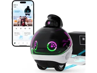 Robot doméstico Enabot EBO X blanco y negro con cámara superior elevable