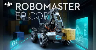 RoboMaster EP Core con brazo y pinza en la imagen del vídeo oficial de DJI.