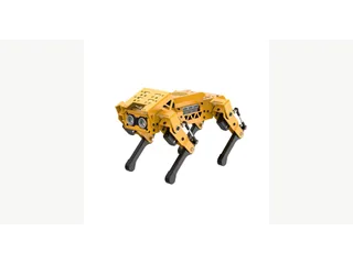 MechDog amarillo con ocho servos y cuatro patas articuladas