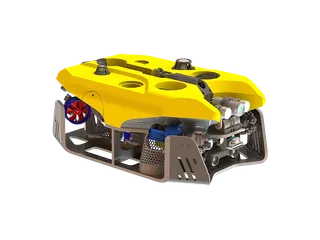 Render oficial de ARGOS-X amarillo, con cuerpo bajo y propulsores laterales.