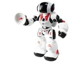 James The Spy Bot de Xtrem Bots con carcasa blanca, negra y roja.