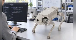 Fotografía oficial del GENISOM L1 Maker montado, junto a un ordenador en un laboratorio.