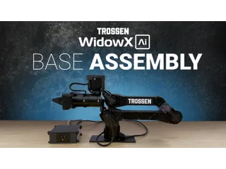 Miniatura oficial de la guía de montaje de WidowX AI Base, con brazo y controlador visibles.