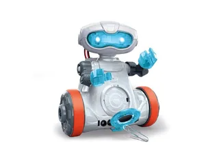 Fotografía oficial de Mio Robot de Clementoni, con cuerpo blanco y detalles azules y naranjas.