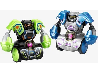 Imagen oficial de dos Robo Kombat Tornado de Silverlit, verde y azul.