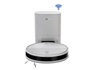 Render promocional oficial de Haier CIVIC X11 Pro completo junto a su estación de vaciado, sobre fondo blanco.