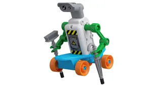 Imagen oficial del robot ReBotz Halfpipe sobre su base con ruedas.