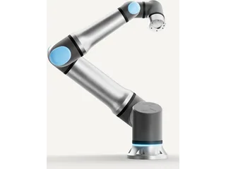 Render oficial del brazo UR30 de Universal Robots con articulaciones azules.