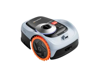 Render oficial de Navimow i2 AWD con carcasa gris y ruedas con detalles naranja.