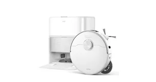 Render oficial del MOVA P70 Pro Ultra blanco y su estación.