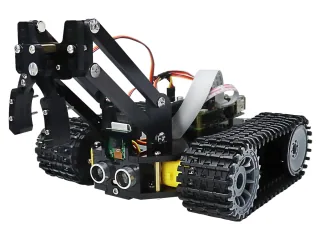 Freenove Tank Robot con orugas, cámara y pinza frontal.