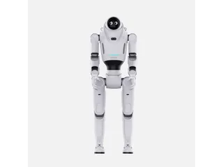Render de producto del humanoide blanco DOBOT LUMO L1 de frente, con rostro negro en pantalla y brazos a los lados.