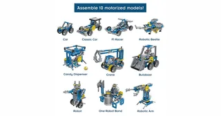 Imagen oficial de las diez configuraciones del kit Remote-Control Robotics de Thames & Kosmos.