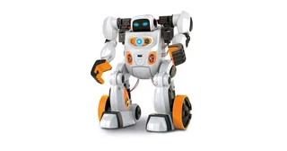 Fotografía oficial del robot AIRO de Clementoni montado, con cuerpo blanco y detalles grises.