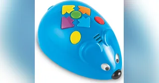 Ratón robótico azul Colby con botones de colores sobre el lomo