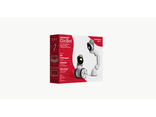 Caja oficial de ClicBot Starter Kit con dos configuraciones del robot.