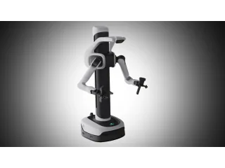 Render de AGIBOT G2 Air, con columna vertical y brazos articulados sobre una base móvil compacta.