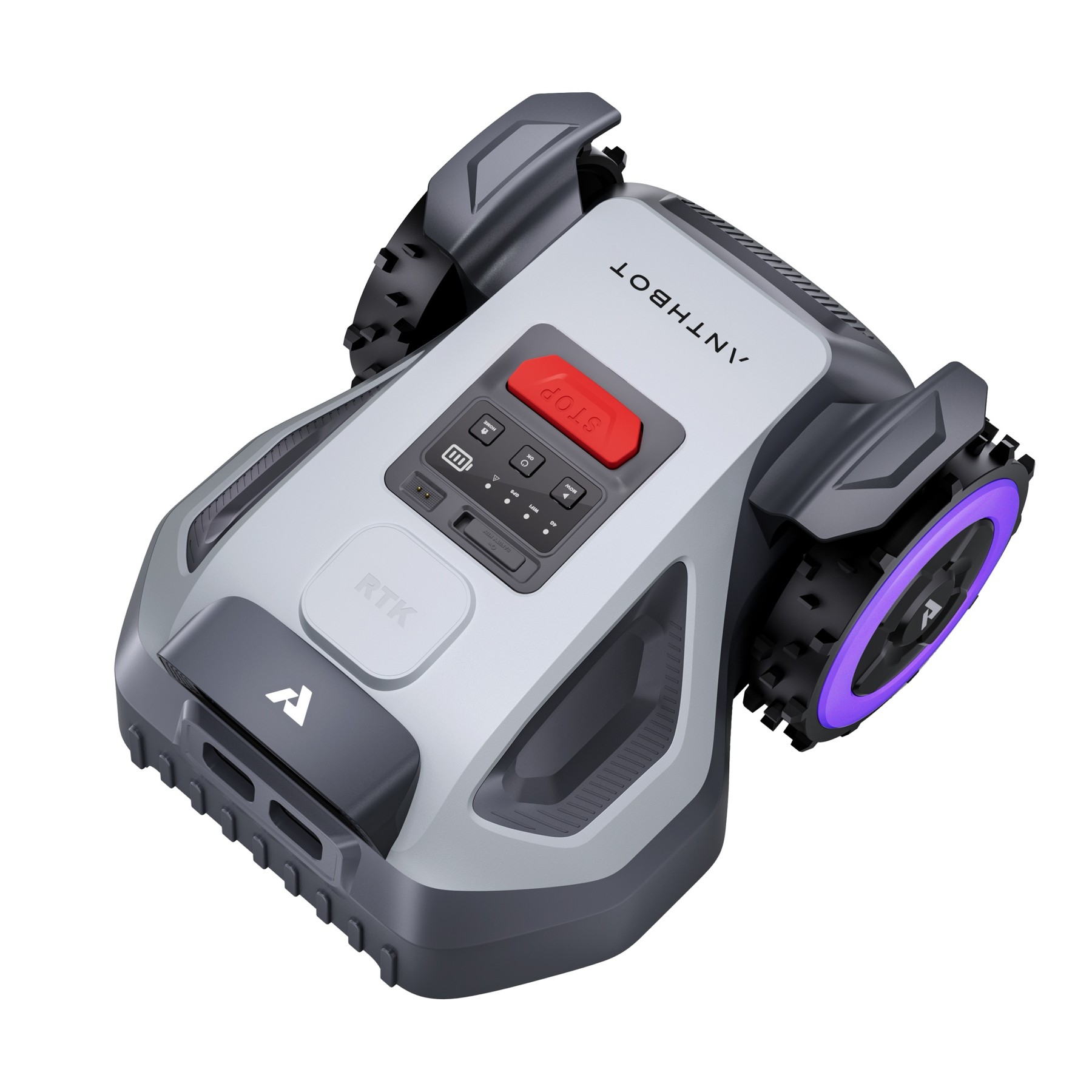 Render oficial del ANTHBOT M5 completo, con ruedas laterales y controles superiores.