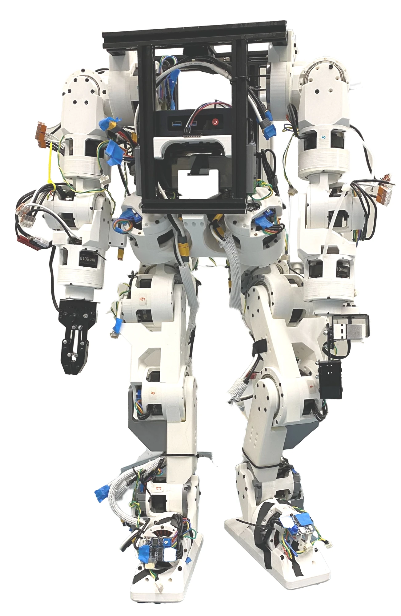 Prototipo físico de Berkeley Humanoid Lite, de cuerpo entero.
