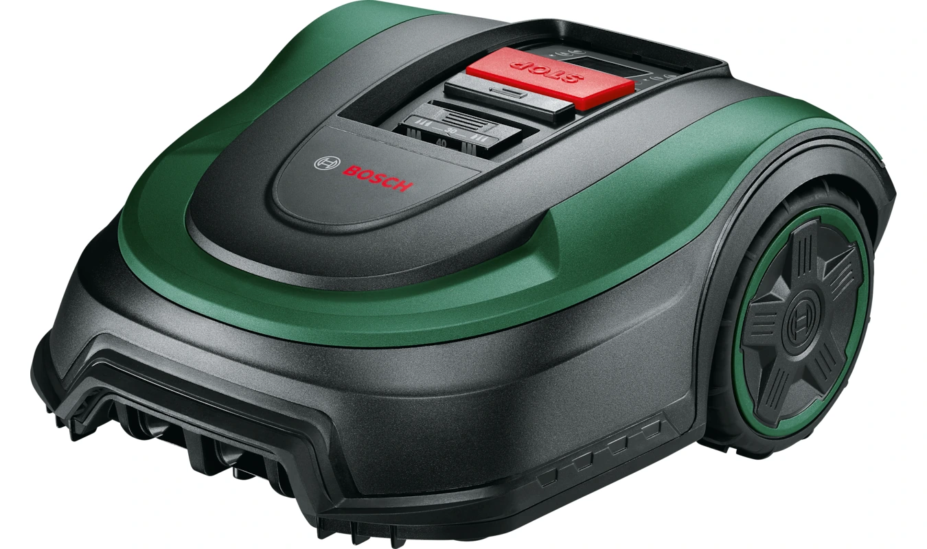 Bosch Indego S 500 verde y negro visto en perspectiva.
