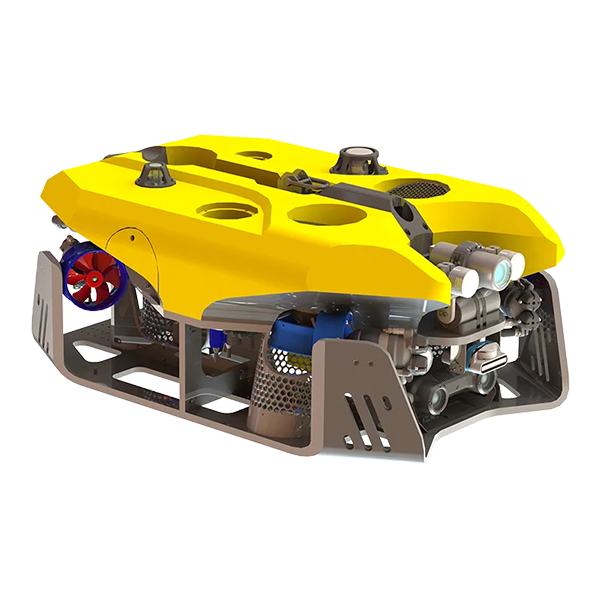 Render oficial de ARGOS-X amarillo, con cuerpo bajo y propulsores laterales.