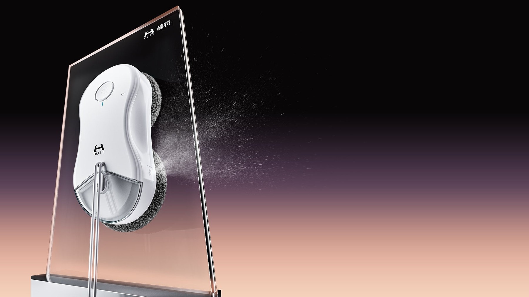 Render promocional oficial de HUTT DDC55 PRO completo sobre un panel de vidrio, con discos y cable visibles.