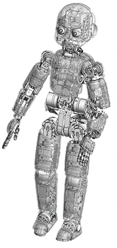 Render técnico de cuerpo entero de iCub, publicado por IIT.