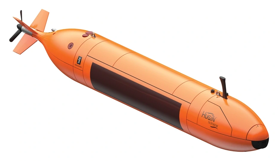Render oficial del AUV HUGIN Superior de Kongsberg Discovery.