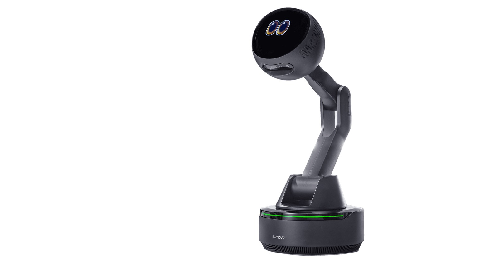 Representación oficial del concepto Lenovo AI Workmate con cabeza móvil y base