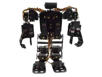 Pete de Lynxmotion, con estructura de servos y pinzas, de cuerpo entero.