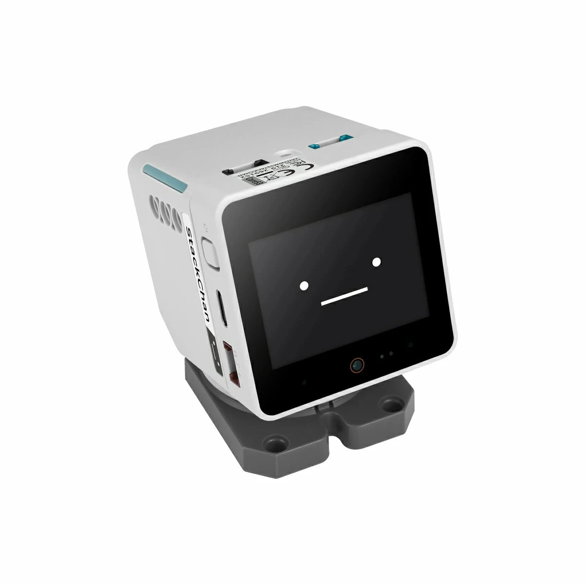 StackChan de M5Stack con pantalla facial sobre su base de movimiento.