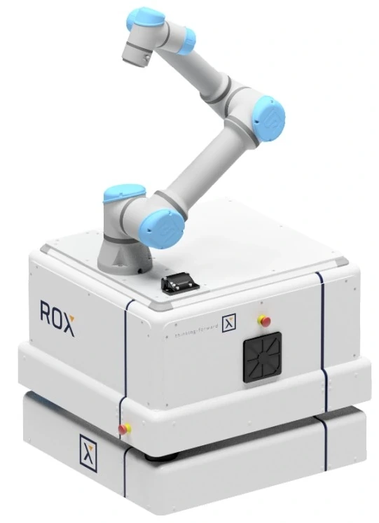 Render oficial de Neobotix EMROX con brazo UR5.