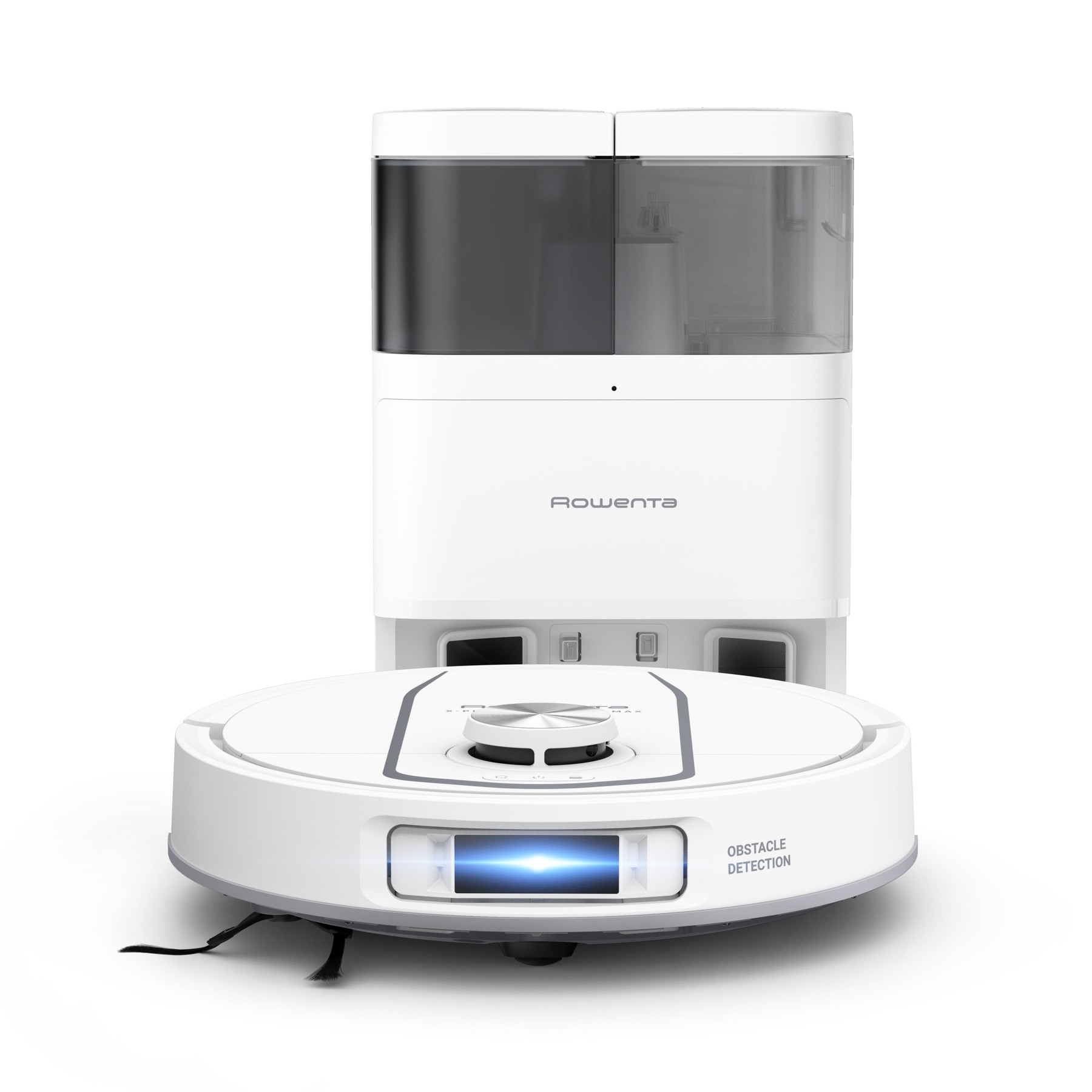 Render oficial de Rowenta X-Plorer Serie 580 Max completo junto a su estación.