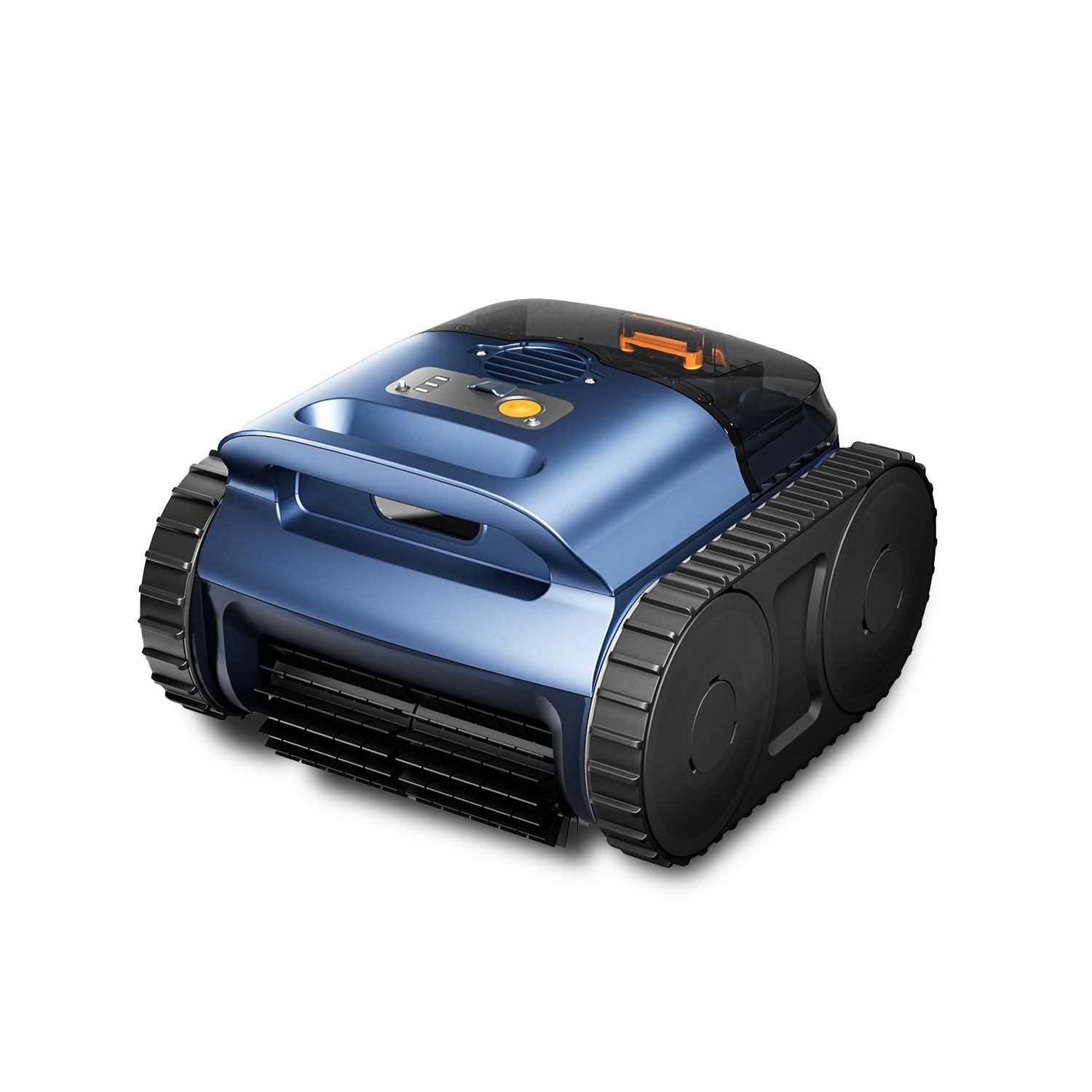 Render oficial de Seauto SAT25 completo, con carcasa azul, cepillo frontal y orugas laterales, sobre fondo blanco.