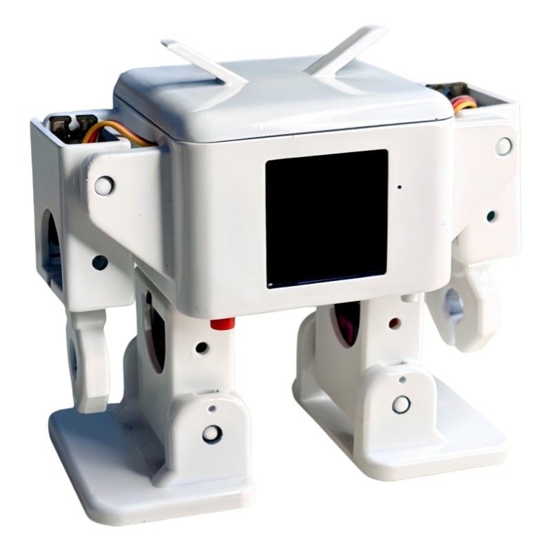 Imagen de referencia del robot Shanmao No. 1 completo con pantalla y seis servos, publicada en su documentación de montaje.