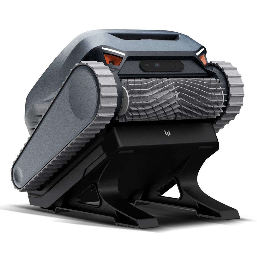 Render oficial de SMOROBOT Valor P20 completo junto a su base de carga.