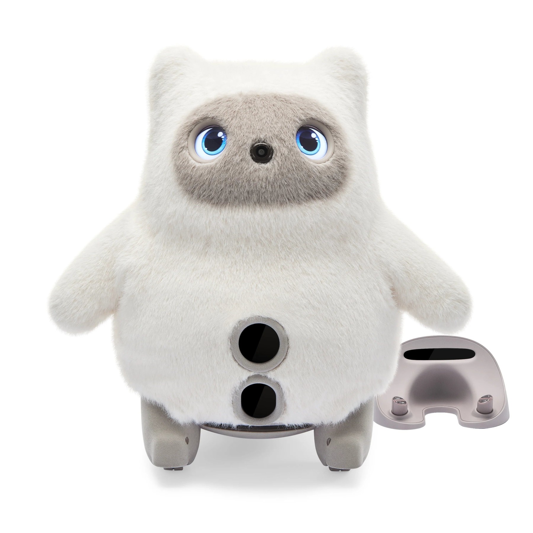Imagen oficial de Noa, uno de los SwitchBot KATA Friends, junto a su base.