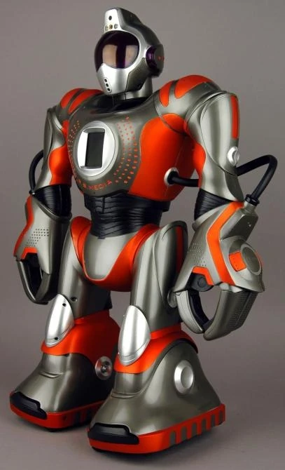 Render de producto de RS Media de WowWee, con carcasa gris y naranja.