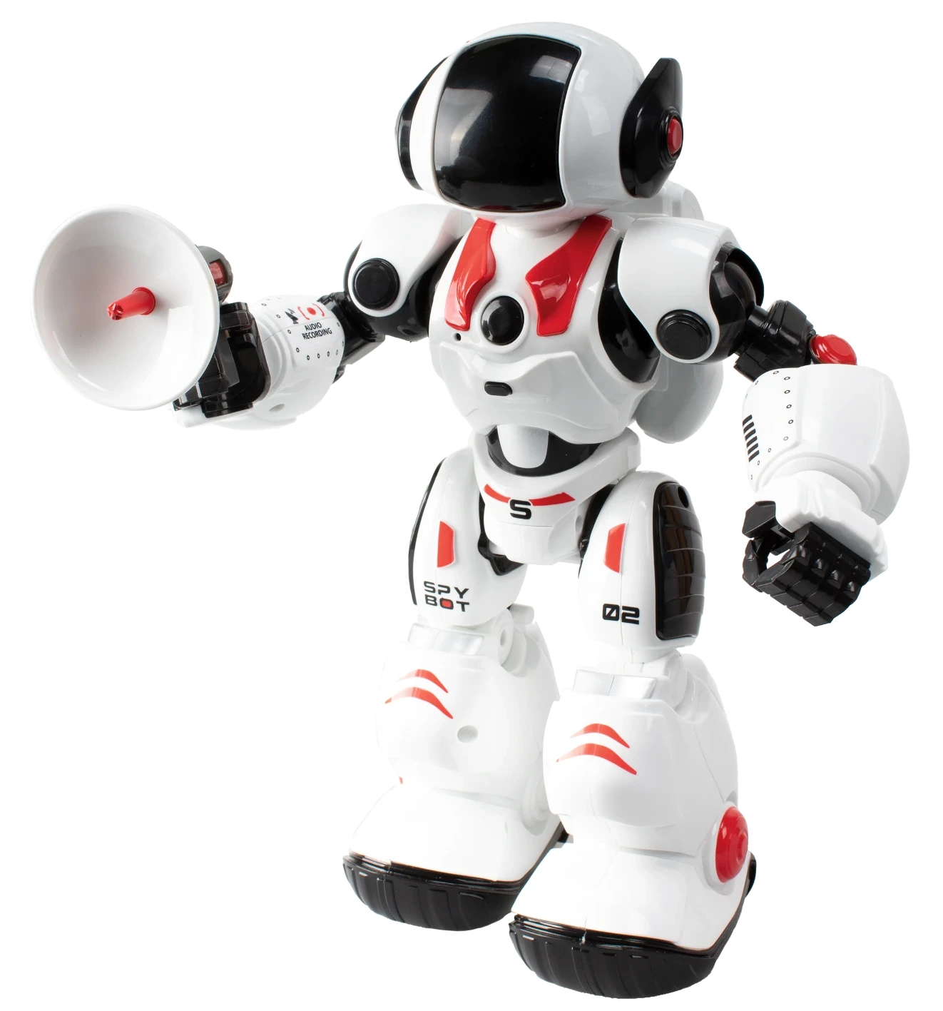 James The Spy Bot de Xtrem Bots con carcasa blanca, negra y roja.